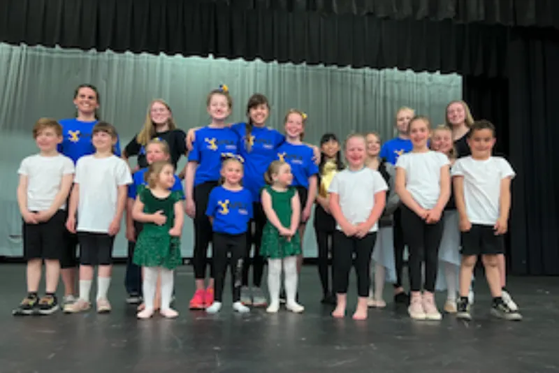 Young dancers in a dance class at Apex Gymnastics