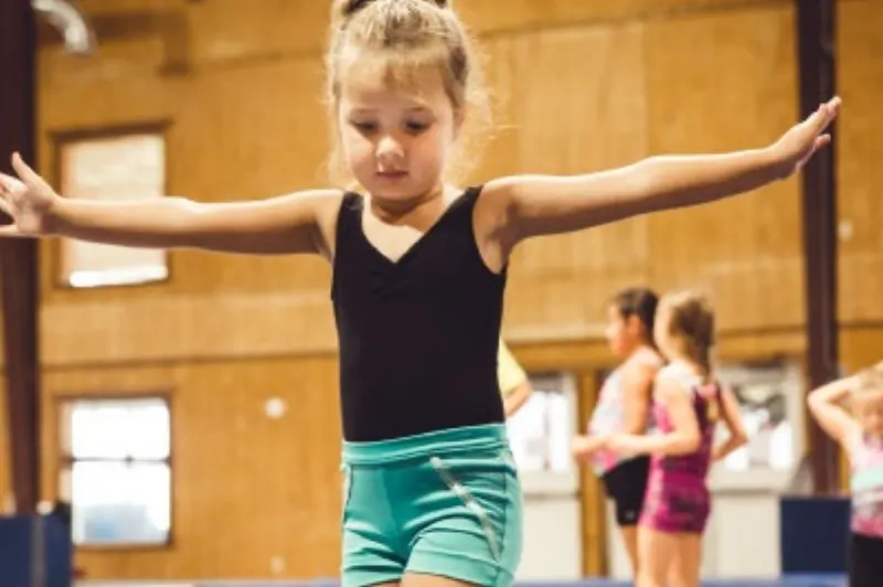 Children in a Lil' Gymnasts class at Apex Gymnastics